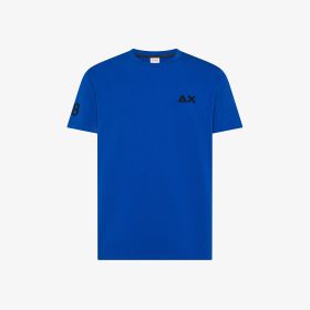 T-shirt in cotone con logo fluo royal blue