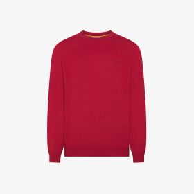 Maglia girocollo in cotone e lana rosso fuoco