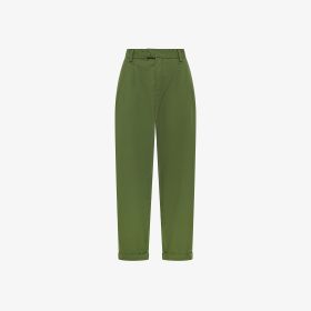 Pantaloni in heavy popeline verde scuro