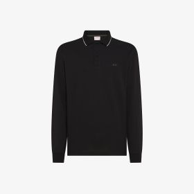 Polo in piquet di cotone con logo nero