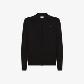 Cardigan in cotone e lana con zip nero