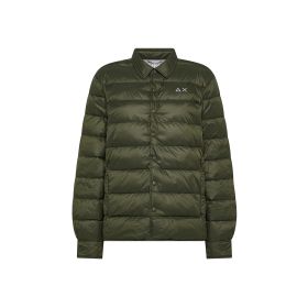 Giacca overshirt in nylon trapuntato militare scuro