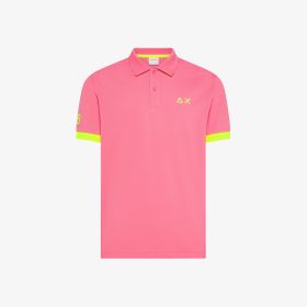 Polo con maxi logo in cotone fucsia
