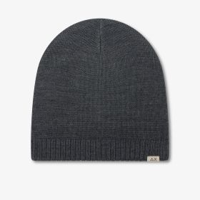 Dark grey wool blend knitted beanie