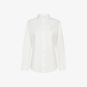 White cotton button-down shirt