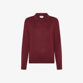 Polo in lana e cotone bordeaux