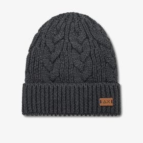 Dark grey cable-knit wool blend beanie