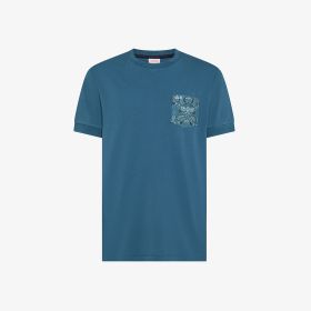 T-shirt con taschino in cotone blu avio scuro