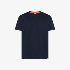 T-shirt girocollo in cotone con taschino navy blue