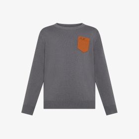 Maglia in cotone e lana con taschino grigio scuro