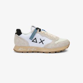 Sneaker Tom Vintage in nylon e suede bianco panna/nero