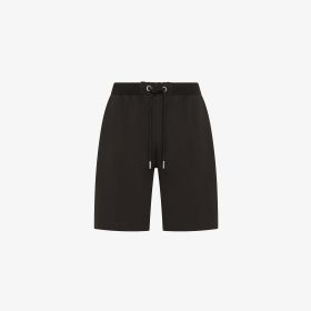 Black cotton piqué Bermuda shorts