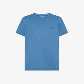 Avio blue cotton T-shirt with SUN68 logo