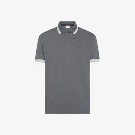 Ink black short-sleeved cotton polo