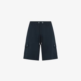 Navy blue cotton fleece cargo shorts