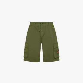 Dark green heavy poplin cargo Bermuda shorts