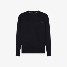 Maglia girocollo in cashmere e lana navy blue