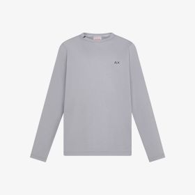 Medium grey cotton jersey t-shirt with long sleeves