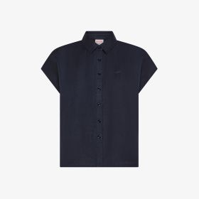Navy blue linen blend shirt