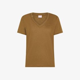 Fox brown linen jersey V-neck T-shirt