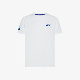 T-shirt in cotone con logo fluo bianco