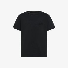 T-shirt con ricamo a contrasto in cotone nero