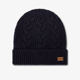 Berretto beanie in misto lana a trecce navy blue