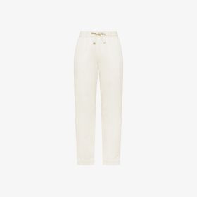 Off white corduroy drawstring trousers