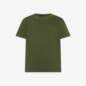T-shirt con trattamento vintage in cotone verde scuro