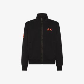 Black cotton zip sweatshirt with logo
