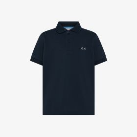 Navy blue cotton polo with logo