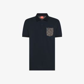 Navy blue cotton piqué polo shirt