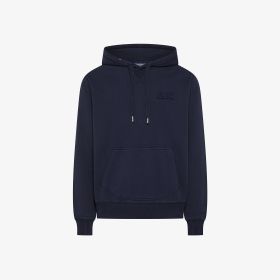 Felpa in cotone effetto vintage con cappuccio navy blue