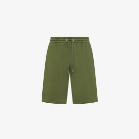 Dark green cotton fleece Bermuda shorts