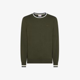 Maglia in lana e cotone con righe militare scuro