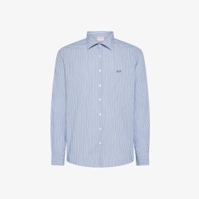 Camicia in cotone a righe azzurro/bianco