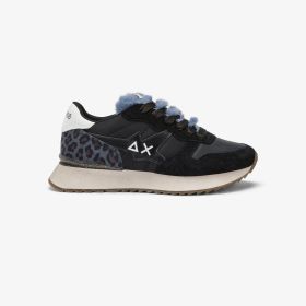 Black Stargirl Animalier nylon and suede sneaker