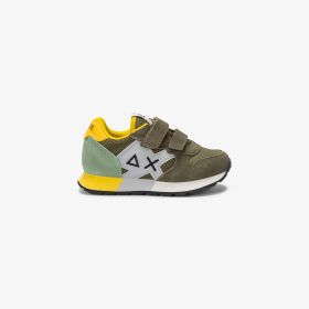 Sneaker Boy's Jaki Bicolor in mesh e suede verde salvia/verde militare