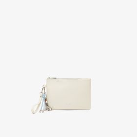 Pochette in PU con charms bianco panna