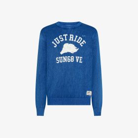 Royal blue cotton jumper with embroidery