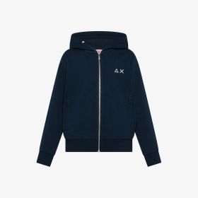 Navy blue cotton fleece zip hoodie