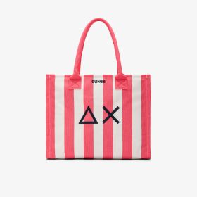 Fuchsia/off white printed cotton canvas Cali tote bag