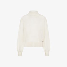 Maglia a collo alto in lana e alpaca bianco panna