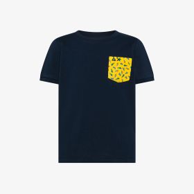 T-shirt in jersey di cotone con taschino blu navy/giallo