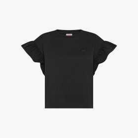 Black cotton T-shirt with cap sleeves