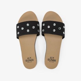 Black slides with rhinestones