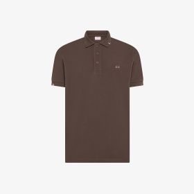 Polo con dettagli destroyed in cotone marrone