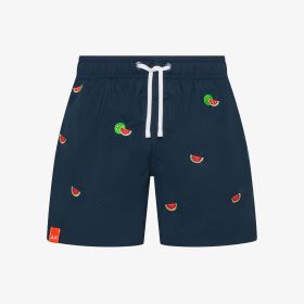 Shorts mare in nylon con ricami blu navy