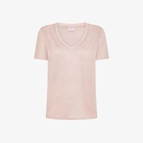 Porcelain pink linen jersey V-neck T-shirt