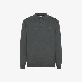 Polo in cotone e lana grigio scuro